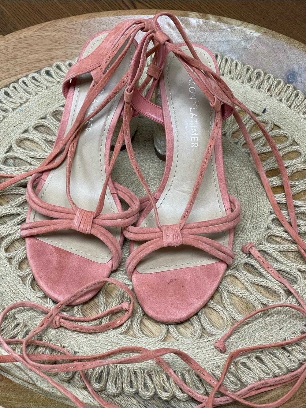 Gibson Latimer Coral Suede Lace-Up Heels